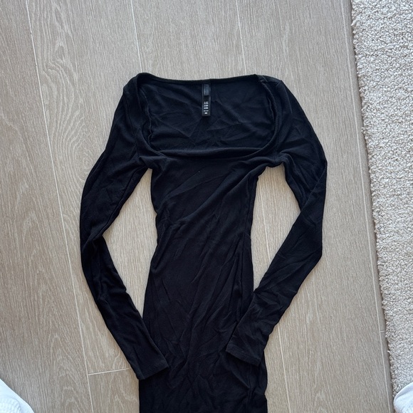 Skims Black Ribbed Long Sleeve Dress - Picture 3 of 3